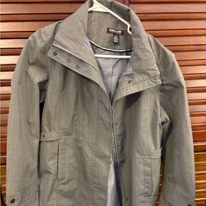 Kirkland Signature Women Gray Trench Coat Style Rain Jacket